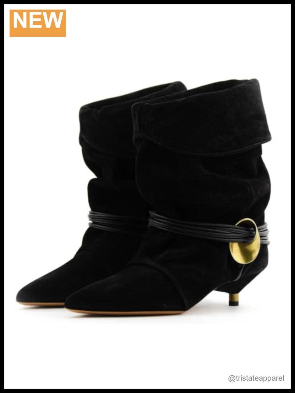 Slouchy Kitten Heel Ankle Boots Wide Calf Faux Suede Pointed Toe Slip On